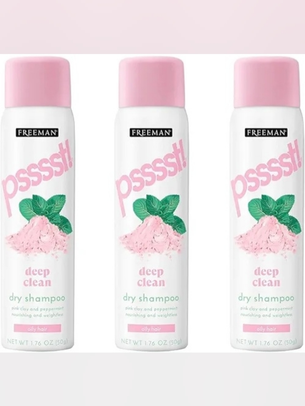 3 PACK Freeman Dry Shampoo Pink Clay & Peppermint